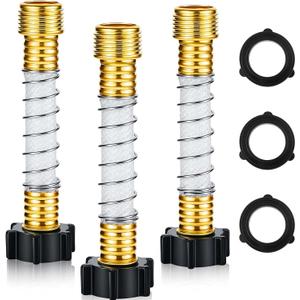 Outus 3-Pack Flexible Hose Protector, Copper Zinc Alloy, Red, Garden Hose Extension, Kink-Free Water Flow (Black)
