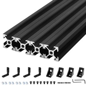 4 Pack 2020 Aluminum Extrusion T-Slot 500mm Black