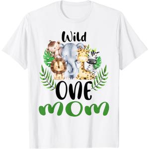 Mom of The Wild One Zoo Birthday Safari Jungle Animal T-Shirt
