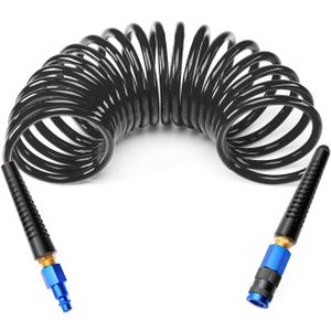 GASHER 1/4" x 10FT Black Reinforced Polyurethane Air Hose With Bend Restrictor, 1/4" AMT Universal Air Coupler, For Air Compressor