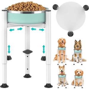 Adjustable Elevated Dog Bowl Stand for Dogs - 4 Heights, Wide 5-10" -Oppro Single Raised Dogs Food Water Bowls Holder, Upgrade Metal Elevated Dog Feeder with Tray for Small Medium Large