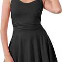 Women's Summer Square Neck Sleeveless Mini Dress Ruffle Ruched Party Club Sexy Cocktail Dresses Black (Black)