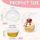 100 Sets Individual Cupcake Containers Single Cupcake Carrier with Lids Plastic Cake Holders and Gold Liners Stackable Deep Dome Bakery Supplies for Baking Transport Party Catering
