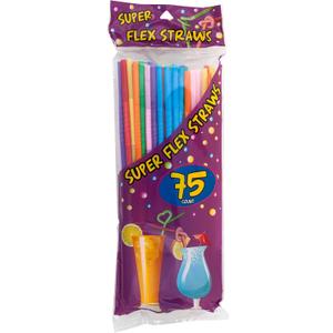 LaMi 75 Super Flex Straws, Plastic Assorted Colors, Packaging May Vary