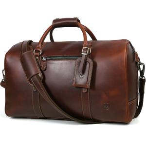 Leather Duffel Bag for Men & Women Travel, Weekend, Overnight, Gym Bag (Chestnut II)