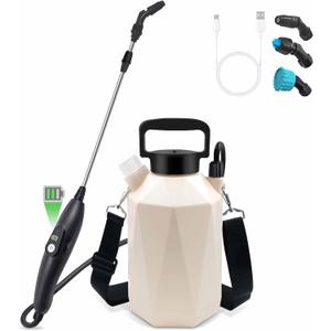 Battery Powered Garden Sprayer, 1 Gallon Electric Sprayer in Lawn with USB Rechargeable Handle, Retractable Wand, 3 Mist Nozzles, Yard Water Pump Sprayers with Adjustable Shoulder Strap for Gardening