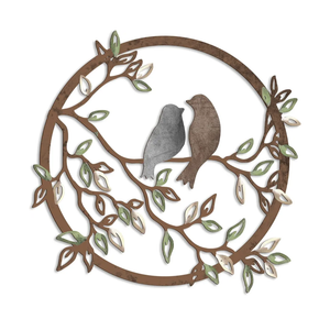 Ferraycle Metal Wall Art Bird on Tree Branch Silhouette Bird Art Decor for Living Room Garden Bedroom Office Home Wall Housewarming Party Decor(Dark Color)