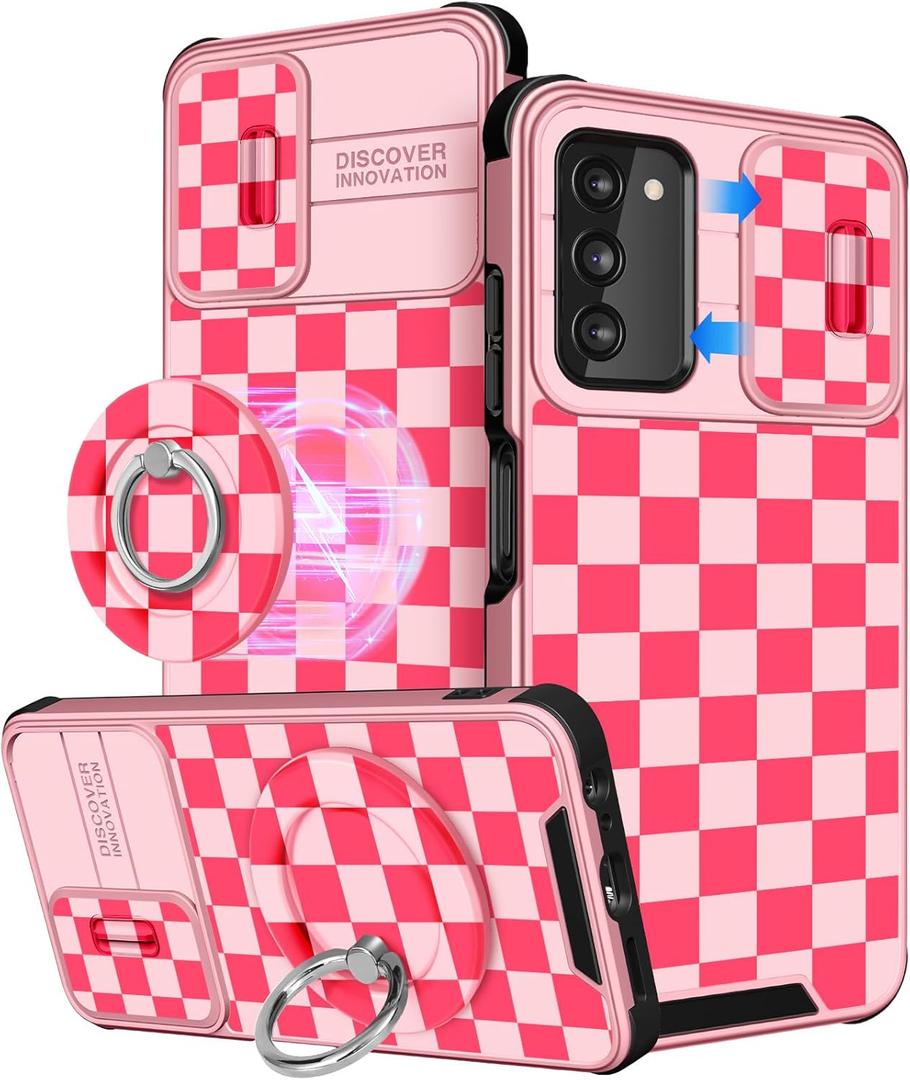 Buleens for Samsung Galaxy A03S Phone Case 6.5 Inch - with Ring Stand & Camera Cover Cute Designed for Women Girls Pretty Unique Girly for Samsung A03S Phone Case Compatible with Magsafe (Pink Plaid)