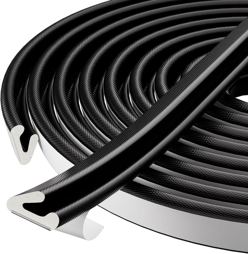 33 Ft V-Shape Thin Weather Stripping Door Seal Strip for Doors Frame,Self Adhesive Foam Tape Weatherstripping Door Insulation Winter,Door Soundproof Gap Filler Sealing Strip,Black