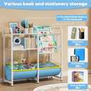 3 in 1 Kids Bookshelf and Toy Storage Organizer, Baby Montessori Bookshelf Book Organizer for Kids, Toddler Book Display Shelf Ideal for Classrooms, Playrooms and Nurseries (Light Blue)