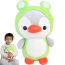 CASAGOOD Duck/Penguin Stuffed Animal in Frog Costume Adorable Plushies Wearing Green Frog Outfit Plush Toys Great for Kids and Lovers,Stuffed Penguin Animals 10 Inch, Pack 2
