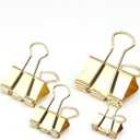 Gold Binder Clip, Paper Binder Clips, Paper Clamps Assorted Sizes, (Large, Medium, Small, X-Small) Paperclips for Office School, 100 Pack (New Version)
