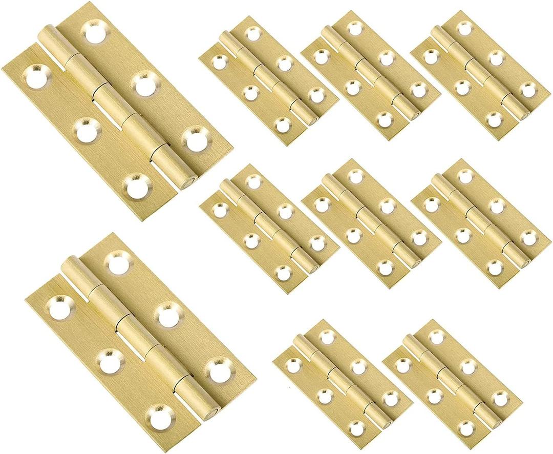 3 x COMOK 8 Pcs 1.5 Inch Butt Hinges Mini Solid Brass Hinges Cabinet Drawer Folding Butt Hinges for Cabinet Drawer Wooden Jewelry Box