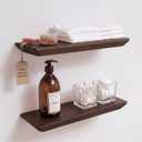 Floating Shelves for Wall -Solid Pine Wood Wall Shelf - Bathroom Shelves -Wall Shelves for Bedroom Living Room - Floating Shelf for Wall Mounted Shelves (Dark Walnut, 16 Inch)