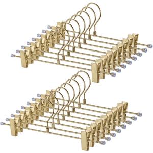 16-Pack Gold Pants Hanger, Adjustable Women's Skirt Hanger, Jeans Hanger Pants Hanger, Heavy Duty Space Saving Shorts Hanger uitable for Jeans, Shorts, Underwear, Sports Bras