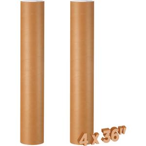 Dunzoom 2 Pack 4 x 36 Inch Mailing Tubes 0.12" Thick Kraft Paper Poster Tube with Plastic Caps for Mailing Storing Rolled Goods Storage of Art Craft Document