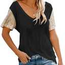 Topstype Women's Sequin Short Sleeve Tee V Neck T Shirts Glitter Sparkles Loose Blouse Tops (XXLarge)
