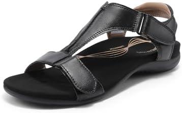 DREAM PAIRS Womens Sandals Arch Support T-Strap Orthopedic Flat Sandals Comfortable Summer Shoes Size 9