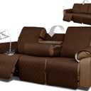 Waterproof Recliner Sofa Covers with Flipped Middle Backrest Washable Recliner Couch Covers Non-Slip with Elastic Straps Furniture Protector for Kid Dogs Pets (Brown)