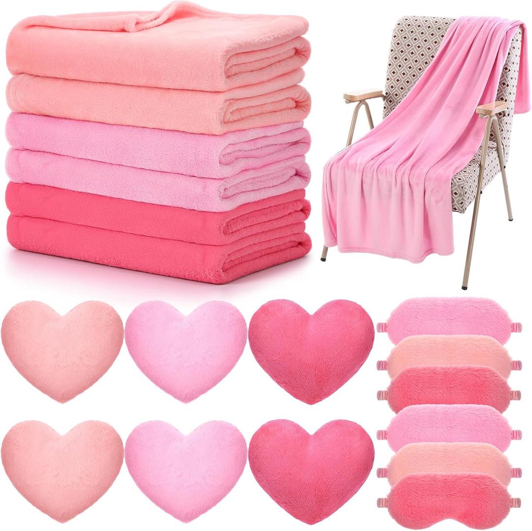 18 Pcs Kids Sleepover Party Supplies for Girl, Pink, Jade, 12 x 11 Inch