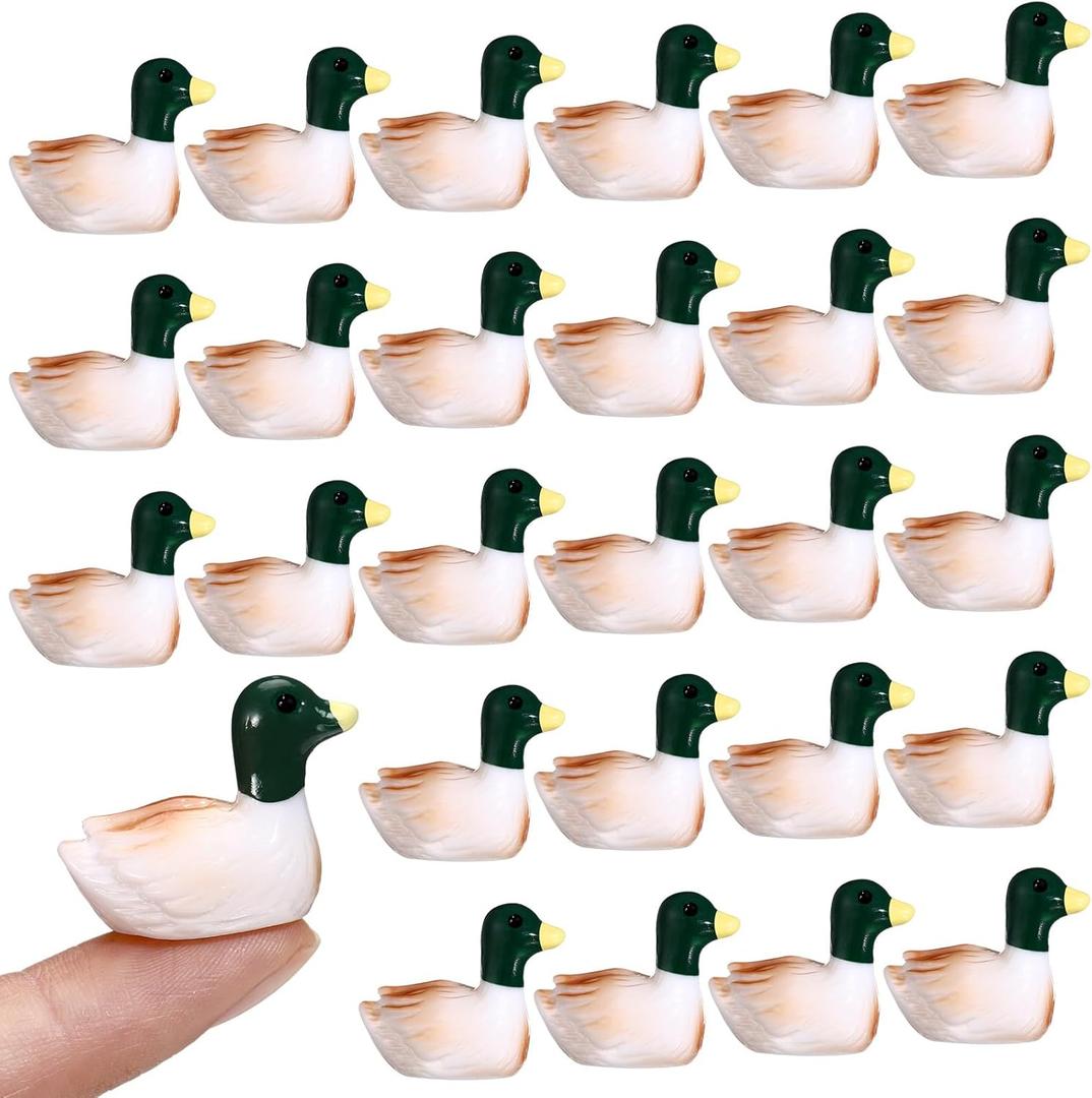 50 Pcs Mini Resin Mallard Mini Ducks Tiny Ducks Figurines Bulk for Garden Micro Landscape Doll House Aquarium Potted Ornament DIY Craft Project Bonsai Moss Terrarium (Mallard)