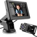 Baby Car Rear Mirror Camera, Backseat Infant with HD Night Vision 4.3 inches HD Mirror Display, Reusable Sucker Bracket, Upgraded 360 Degree Rotating Camera, Easily Watch Babys Move in Car
