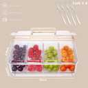 Snackle Box Container with Ice Pack-Chilled Divided Serving Tray with Lid and Handle 4 Compartments Cooling Travel Charcuterie Box with fork for Outdoor Parties, Picinics