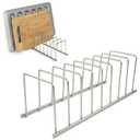 Spectrum Euro Kitchen Organizer Metal Dish Rack Cutting Board Holder Stand for Countertop or Inside Cabinet Organization, 8 Slot Cutting Board Plate Drying Rack for Bakeware Storage, Satin Nickel (1 Count)