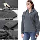 GIMECEN Women's Polar Fleece Hoodies Quarter Zip Sweatshirt Long Sleeve Sweaters Casual Pullover Jacket with Pocket (Gray)