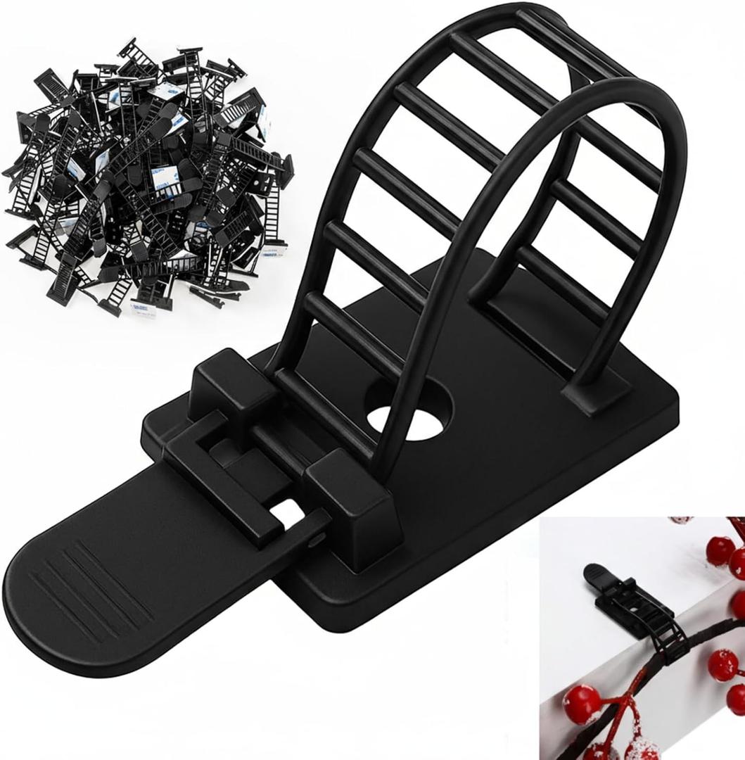 Thyle 100 Pcs Christmas Garland Hanger for Mantle Christmas Garland Hooks Wreath Ties Fireplace Stocking Holder for Xmas Wreath Door Frame Fireplace Mantle Stairways Decorations(Black)