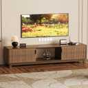 Garvee Fluted TV Stands for TVs Up to 80 in, Mid Century Modern Entertainment Center with Open Storage Compartments, 70 in Long Wooden TV Console for Living Room Bed Room- Walnut