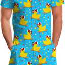 Goodstoworld Male Hawaiian Romper Fashion Zipper Slim Fit Jumpsuit with Pocket S-XXL (Blue, XXL)