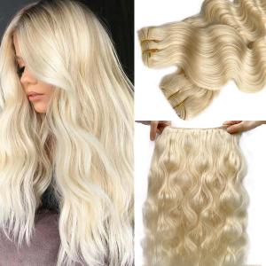 Smartinnov Hand Tied Human Hair Weft Sew In Extensions 22Inch 120Grams #1B Natural Black Straight Remy Human Hair Hand Tied Weft Hair Extensions Double Weft Sew In Hair Bundles (22 Inch)