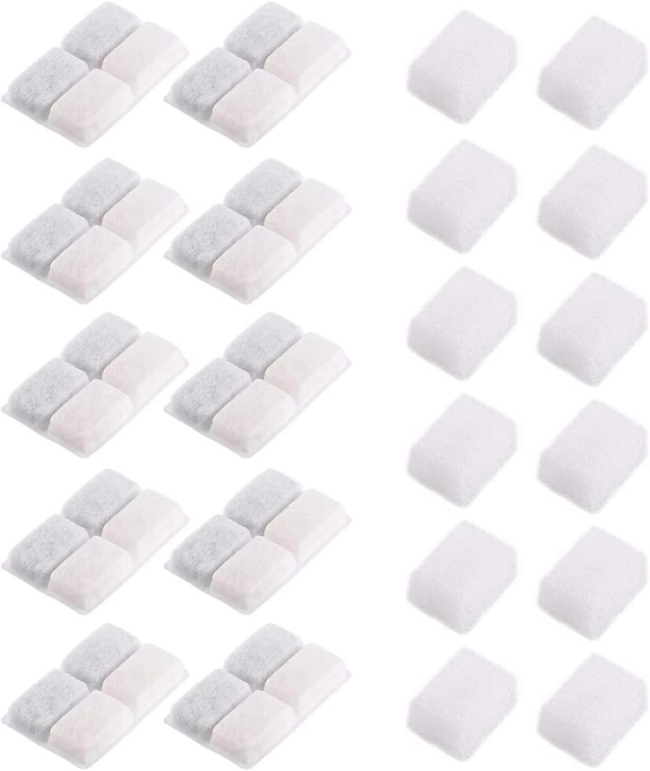 Carbon Replacement Filters for Cat and Dog Fountain, Premium Pet Water Fountain Dispenser Filters (10 Packs for Pure White)