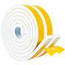 Yotache White Foam Strips Tape with Adhesive 2 Rolls 1" x3/8", High Density Foam Tape Furniture Protective, Weatherstrips, Anticollision, Total 13 Feet Long (2 X 6.5 Ft Each)