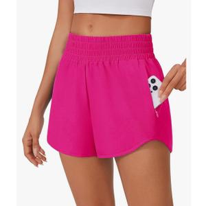 PINSPARK High Waisted Running Shorts for Women 2.5" Mesh Liner Quick Dry Sport Athletic Workout Shorts with Zip Pockets size xs