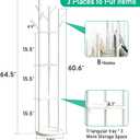 Rotary Coat Rack Stand with 8 Hooks, Bamboo Wood Coat Tree for Clothes/Bags/Hats, Large Coat Rack Freestanding for Entryway (White)