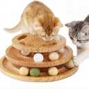 Cat Ball Track Toy with Puzzle Top, Extra Large Wooden Cat Toys for Indoor Cats with Spinning Balls, Interactive Cat Ball Tower for Kitten Exercise Mental Physical