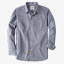 Dubinik® Chambray Shirt Men Long Sleeve Cotton Work Shirts with 2 Pockets Casual Button Down, 2 XL, Grey