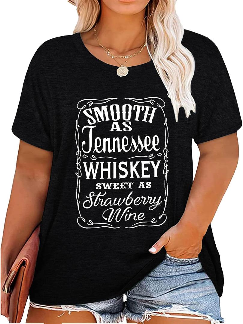 HDLTE Plus Size Womens Country Shirts Funny Western Graphic Tees Short Sleeve Flower Tops Blouses Casual Summer T-Shirt (Black, XXL)
