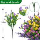 Hananona 24 Pcs Artificial Flowers Outdoor, Faux Artificial Plants UV Resistant Plastic Flower Bulk for Hanging Planter Porch Window Home Wedding Summer Decor (24, Fuchsia, Purple, Yellow, Green)