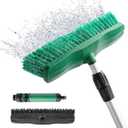 76.7" Sturdy Handle Water Push Floor Broom Green Bristles Cleaning Path 12.2" for Soft Cleaning Car Wash Boat and Solar Panel Black for Hard Floor Clean