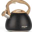 POLIVIAR Tea Kettle, 2.7 Quart Stovetop Tea Kettle, Audible Whistling Teapot with Crackle Finish, Food Grade Stainless Steel for Anti-Rust, Anti Hot Handle, Suitable for All Heat Sources (JX2023-LRB)