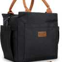 Joymee Lunch Bag Women Insulated Lunch Box with Adjustable Shoulder Strap Large Reusable Leakproof Spacious Cooler Tote for Women Men Adult with Bottle Holder and Side Pockets - Black