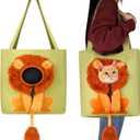 Pet Canvas Shoulder Bag Lion Shaped Cute Cat Carrier Handbag Portable Carrying Dog Tote Bag for Small Animal Supplies Outdoor Travel(Green)