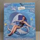 2025 Upgraded Pool Float with Canopy, 2 Cup Holders - XL Inflatable Pool Floats with Adjustable Sun Shade Cover, Dual Handles, Ergonomic Headrest, Heavy Duty Adult Floats for Pool, Beach, Lake (Tropical Blue+Pink)