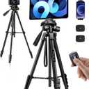 JOILCAN Phone Tripod Stand, 68" Tripod for iPad iPhone Tablet with Remote Universal Holder Carry Bag, Travel Aluminum Tripod for Video Recording Photos Vlogging Compatible with iPad Pro iPhone Camera (68 Inch, Black-Tablet)
