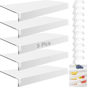 5 Pcs Wire Shelf Cover, 32X12X3 Inch Carbon Fiber Material Shelf Covers for Pantry Shelves(Not Wood), Waterproof Removable Closet Shelving Liner for Home Kitchen,Office Organization - White