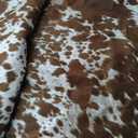 Easycozy Faux Cowhide Large Cow Print Rug - 5.2 x 6.2 Feet Thickened Elastic Rug for Bedroom, Living Room, Home Office, Western Decor (Brown)