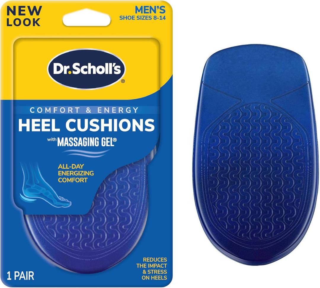 Dr. Scholl's Heel Cushions with Massaging Gel Advanced // All-Day Shock Absorption and Cushioning to Relieve Heel Discomfort (1 Count (Pack of 1))